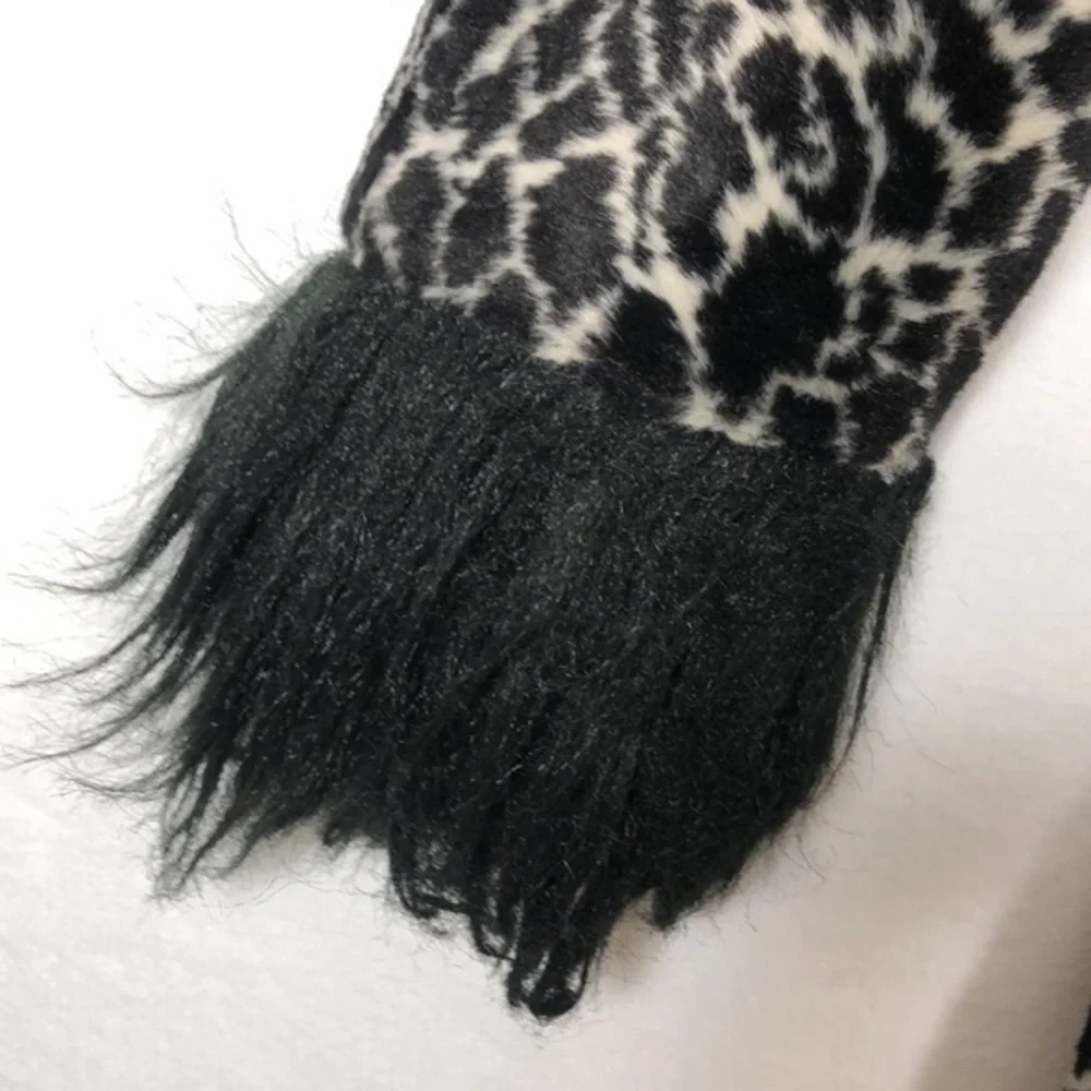 Rare Vintage Betsey Johnson Mongolian Faux Fur Animal Print 90s Y2k Trench Coat - Picture 6 of 16